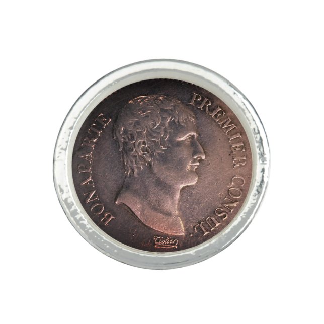 Napoleon Bonaparte 1802 silver coin Ring (Front)