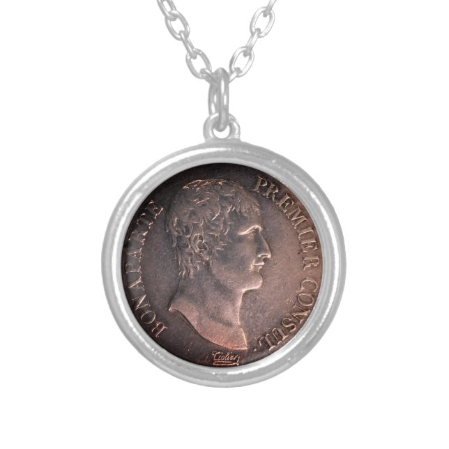 Napoleon Bonaparte 1802 silver coin Silver Plated Necklace (Front)