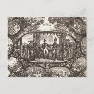 Napoleon Bonaparte and Tsar Alexander I at Tilsit Postcard