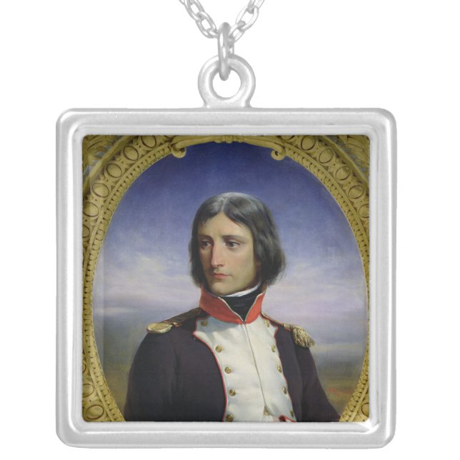 Napoleon Bonaparte  as Lieutenant Colonel Silver Plated Necklace (Front)