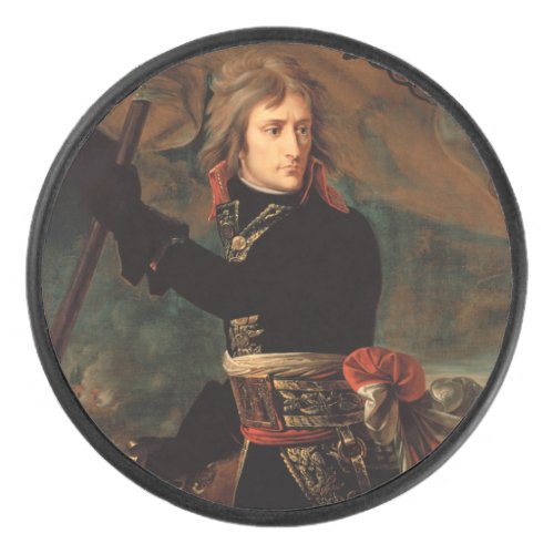 Napoleon Bonaparte at Bridge in Battle of Arcole Hockey Puck