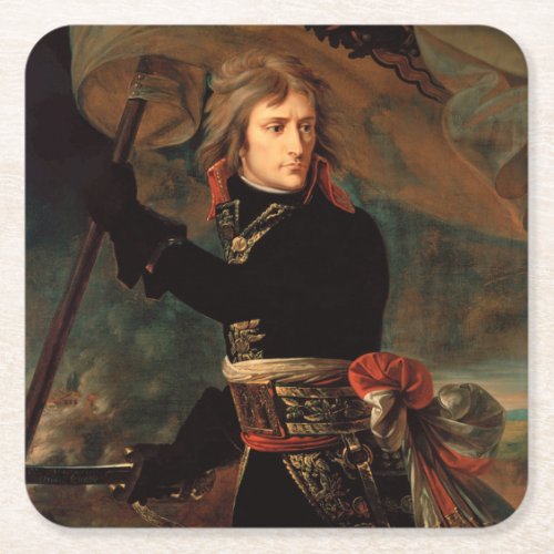 Napoleon Bonaparte at Bridge in Battle of Arcole Square Paper Coaster