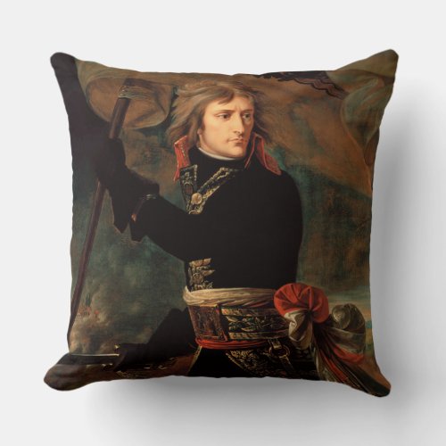 Napoleon Bonaparte at Bridge in Battle of Arcole Throw Pillow