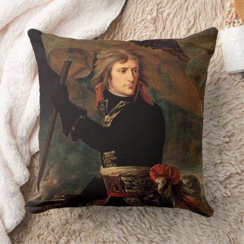 Napoleon Bonaparte at Bridge in Battle of Arcole Throw Pillow