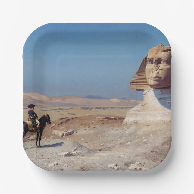 Napoleon Bonaparte Before the Sphinx (by Gérôme) Paper Plates (Front)