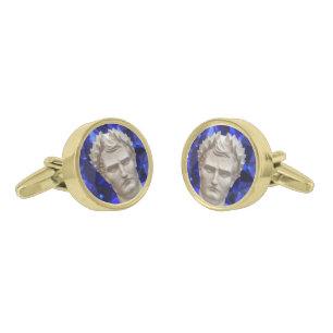 Napoleon Bonaparte Bust French Empire Sapphire  Cufflinks