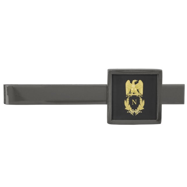 Napoleon Bonaparte Emblem Gunmetal Finish Tie Clip (Front)