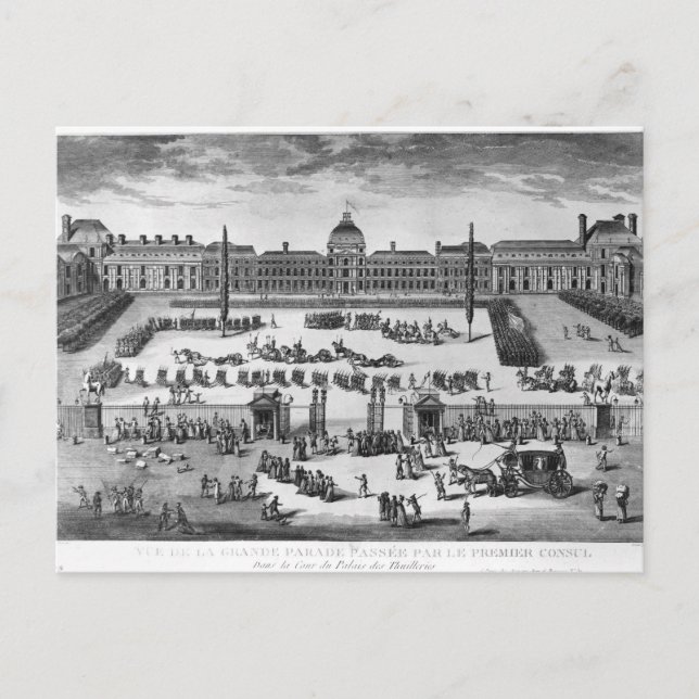 Napoleon Bonaparte  First Consul, ReviewingTroops Postcard (Front)