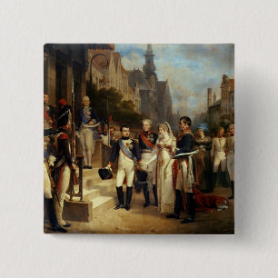 Napoleon Bonaparte Receiving Queen Louisa Pinback Button