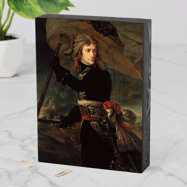 Napoleon Bonaparte's Rally at the Battle of Arcole Wooden Box Sign (In Situ Vertical)