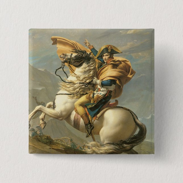 Napoleon  Crossing the Alps at the St Bernard Pinback Button (Front)