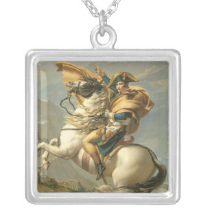 Napoleon  Crossing the Alps at the St Bernard Silver Plated Necklace