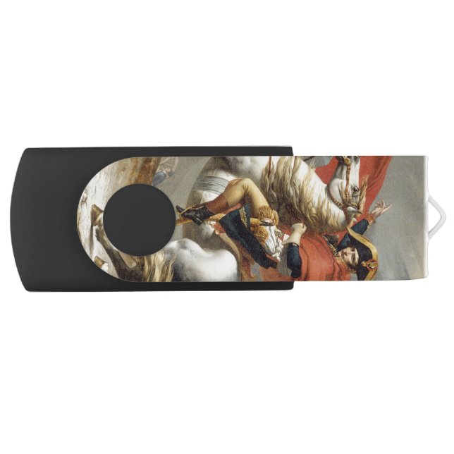 Napoleon Crossing the Alps by Jacques Louis David Flash Drive (Front)