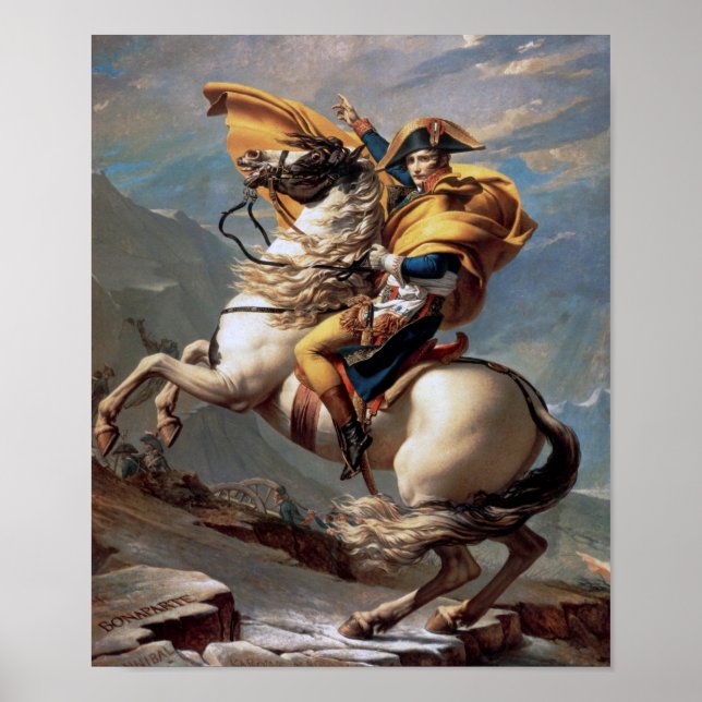 Napoleon Crossing the Alps, Jacques-Louis David Poster (Front)