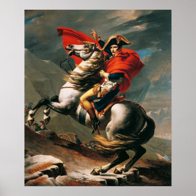 Napoleon Crossing the Alps Neoclassical Painting Poster (Front)