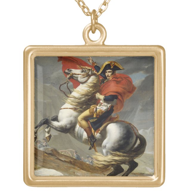 Napoleon Crossing the Grand Saint-Bernard Pass Gold Plated Necklace (Front)