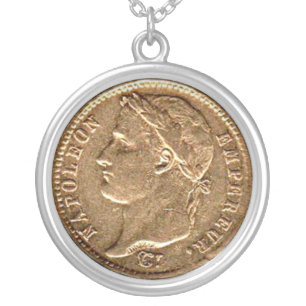 Napoleon Empereur Gold Coin Silver Plated Necklace