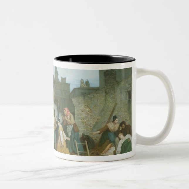 Napoleon III  Visiting Flood Victims of Two-Tone Coffee Mug (Right)