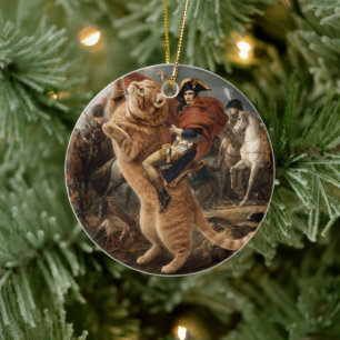 Napoleon Riding Giant Battle Cat Ceramic Ornament