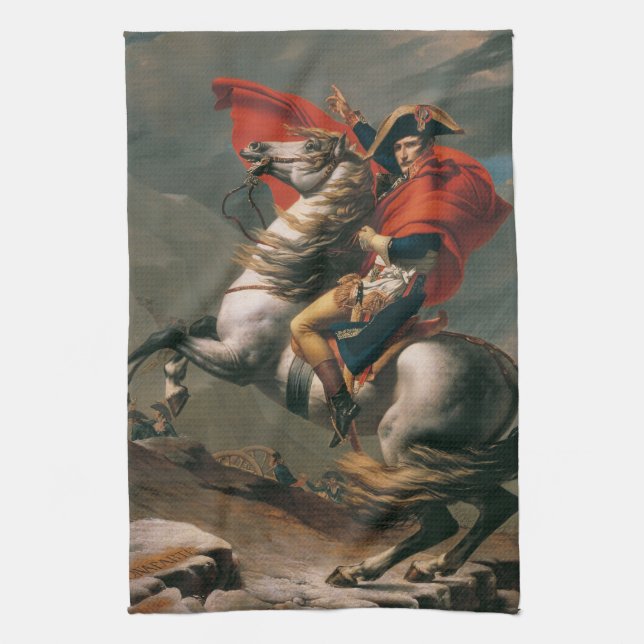 Napoleon with Horse, Battle of St. Bernard Pass Kitchen Towel (Vertical)