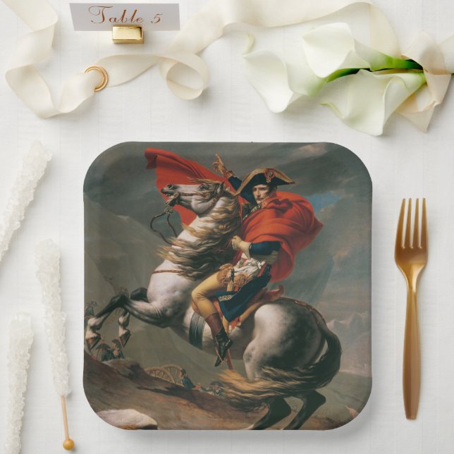 Napoleon with Horse, Battle of St. Bernard Pass Paper Plates (Wedding)
