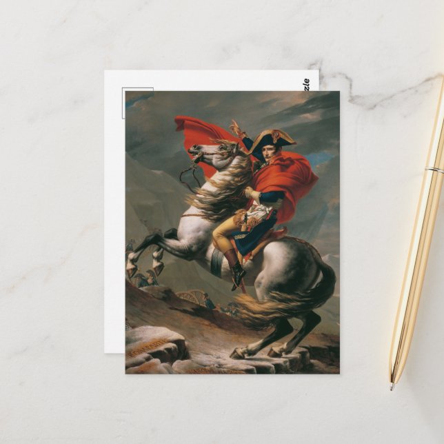 Napoleon with Horse, Battle of St. Bernard Pass Postcard (Front/Back In Situ)