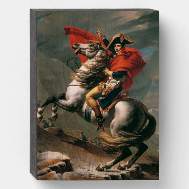 Napoleon with Horse, Battle of St. Bernard Pass Wooden Box Sign (Front Vertical)
