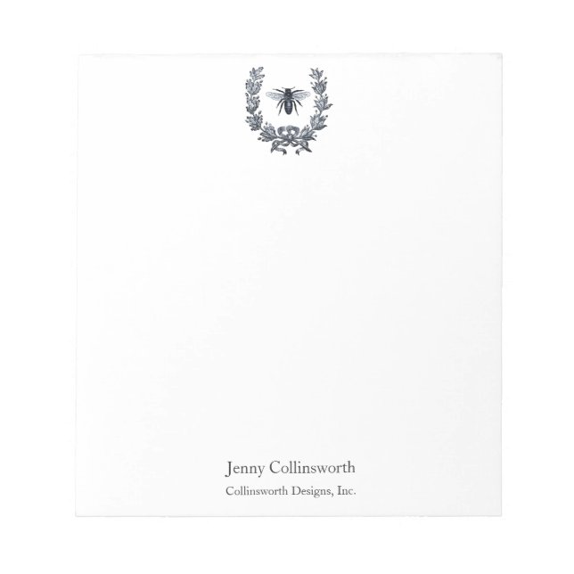 Napoleonic Bee And Laurel Wreath Vintage Image  Notepad (Front)