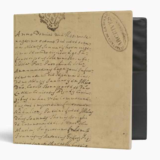 Napoleon's Birth Certificate, 1769 Binder (Front/Inside)