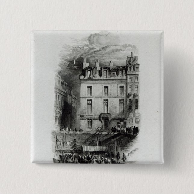 Napoleon's Lodgings on the Quai Conti, 1834-36 Pinback Button (Front)
