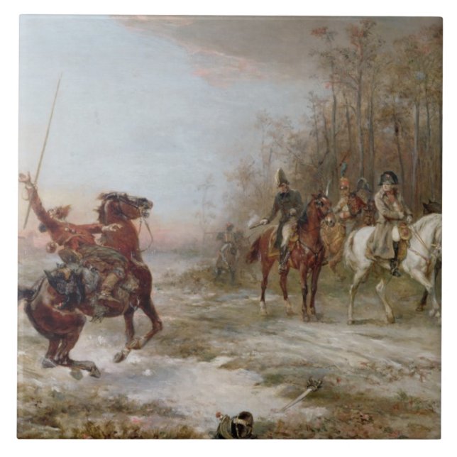 Napoleon's Peril at Brienne-le-Chateau, c.1891 (oi Ceramic Tile (Front)