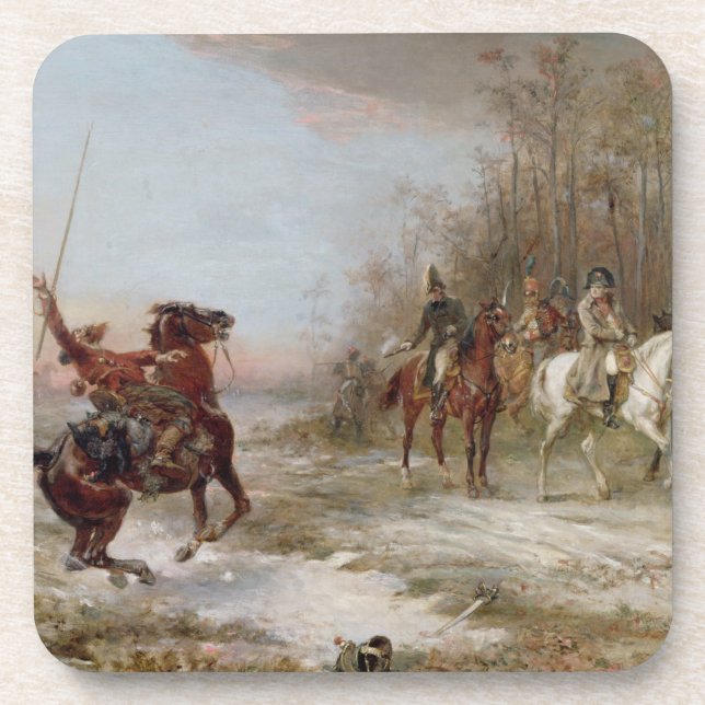 Napoleon's Peril at Brienne-le-Chateau, c.1891 (oi Drink Coaster (Front)