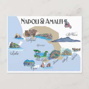 Napoli and Amalfi Coast in Italy Postcard