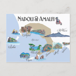 Napoli and Amalfi Coast in Italy Postcard
