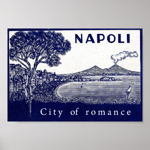 Napoli coast Italy city romance volcano Poster