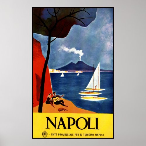Napoli Naples vintage travel poster