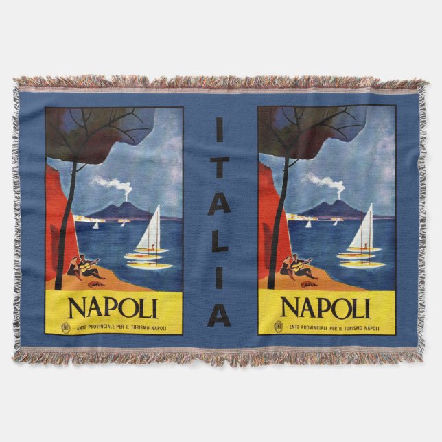 Napoli (Naples) vintage travel throw blanket (Front)