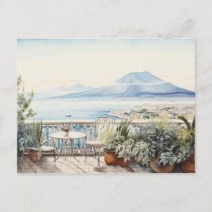 Napoli Serenity: Digital Watercolor Art Prints Postcard