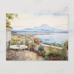 Napoli Serenity: Digital Watercolor Art Prints Postcard