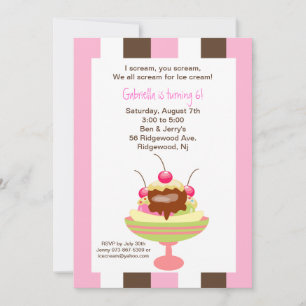Napolitano Ice Cream Sundae Birthday Invitation