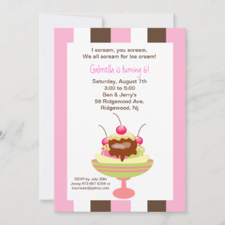 Napolitano Ice Cream Sundae Birthday Invitation