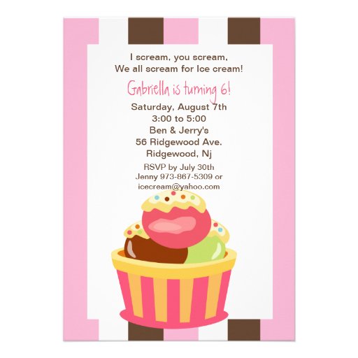 Ice Cream Sundae Birthday Invitations 5