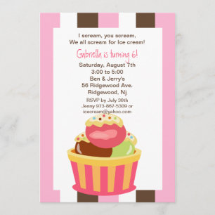 Napolitano Ice Cream Sundae Birthday Invitation