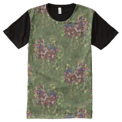 Napping Baby Tiger Illustration All-Over-Print Shirt