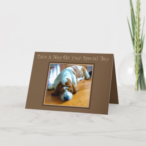 Napping Basset On Funny Fathers Day Card