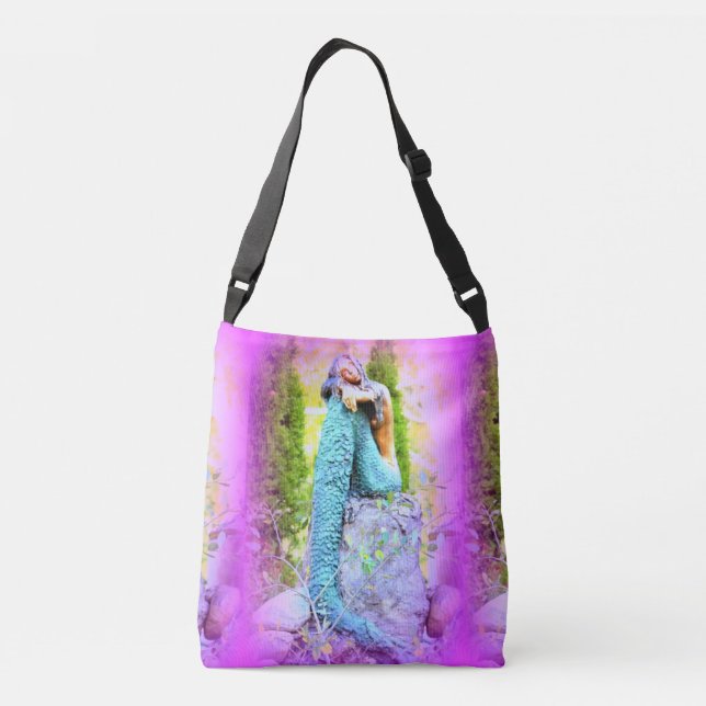 napping blue-tail mermaid crossbody bag (Back)