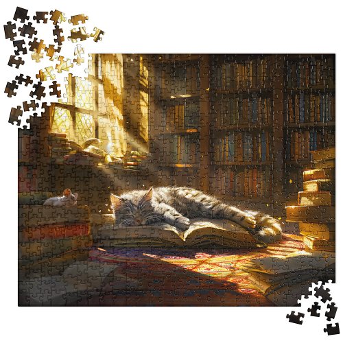 Napping Cat Puzzles Cute Kitten Cat Mom Gift Jigsaw Puzzle