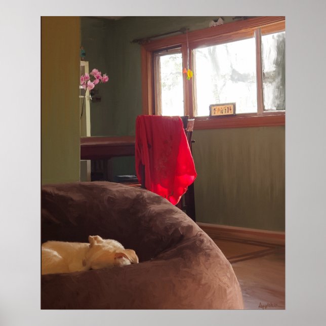Napping dog still life canvas print (Front)
