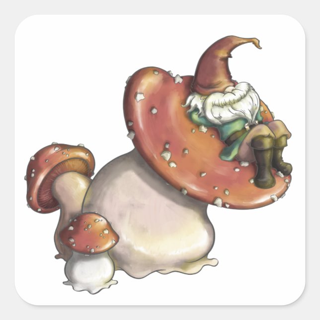 Napping Gnome Square Sticker (Front)