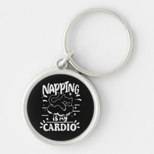 Napping Is My Cardio Simple Funny Cat Design Keychain